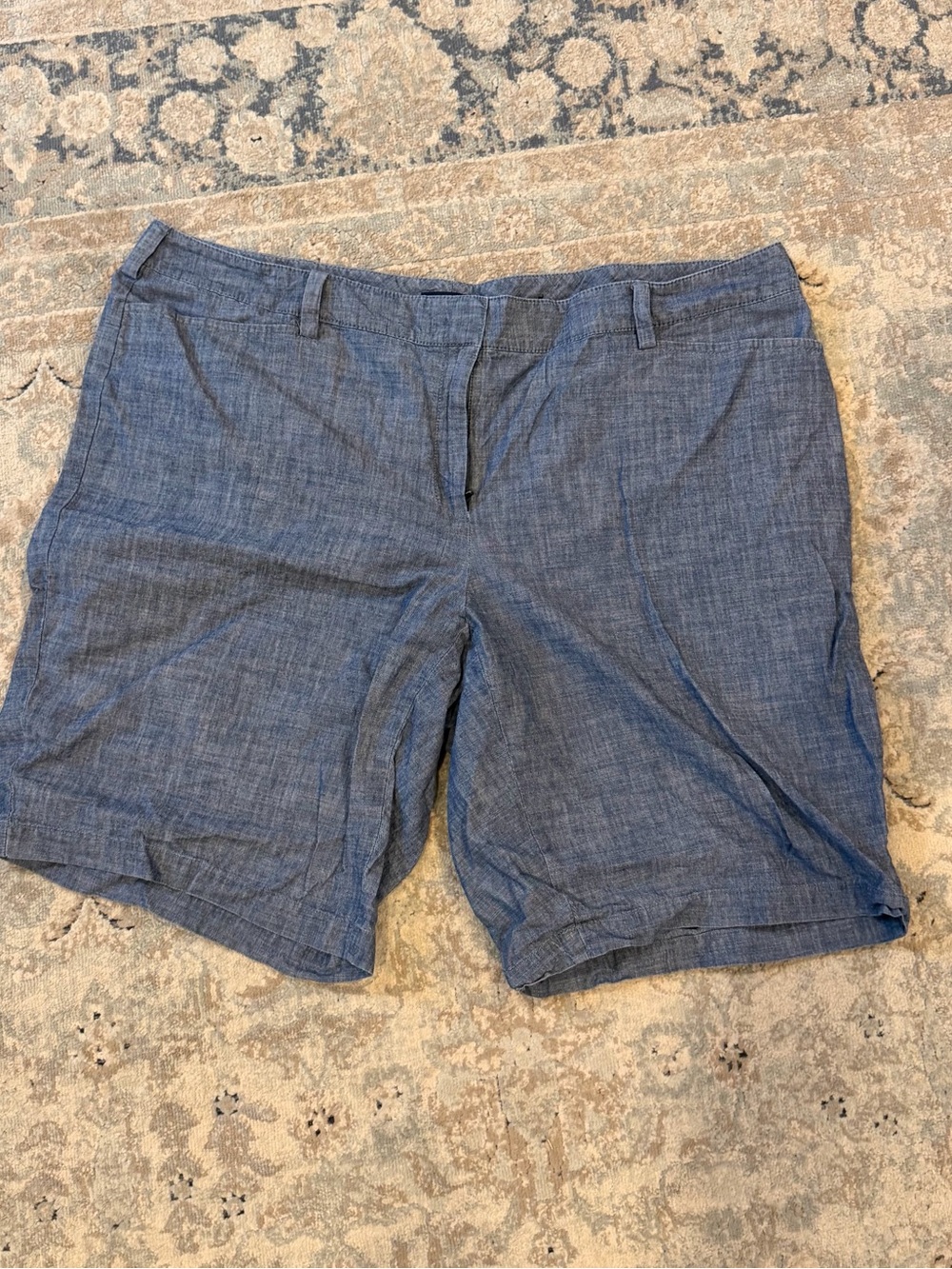 Lands' End Blue Chambray Women's Bermuda Shorts